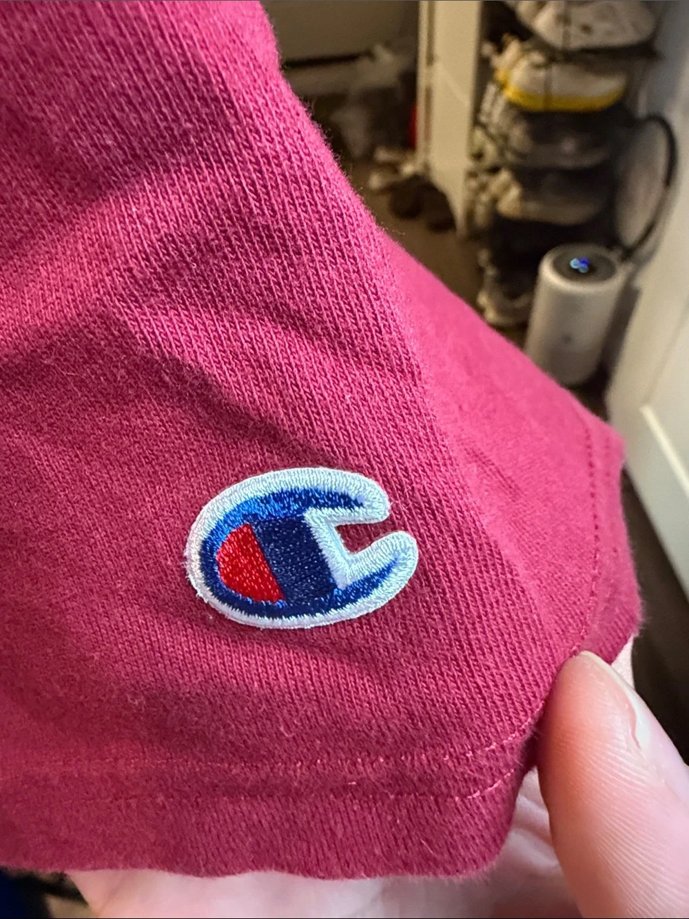 Champion Short Sleeve Logo Tee in Berry Red - Picture 3 of 3